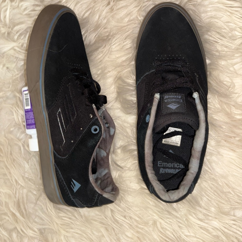 Emerica Black Suede Low-Top Sneakers with Brown Sole